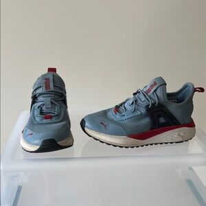 size 12c Puma Kids' Gray and Red Sneakers